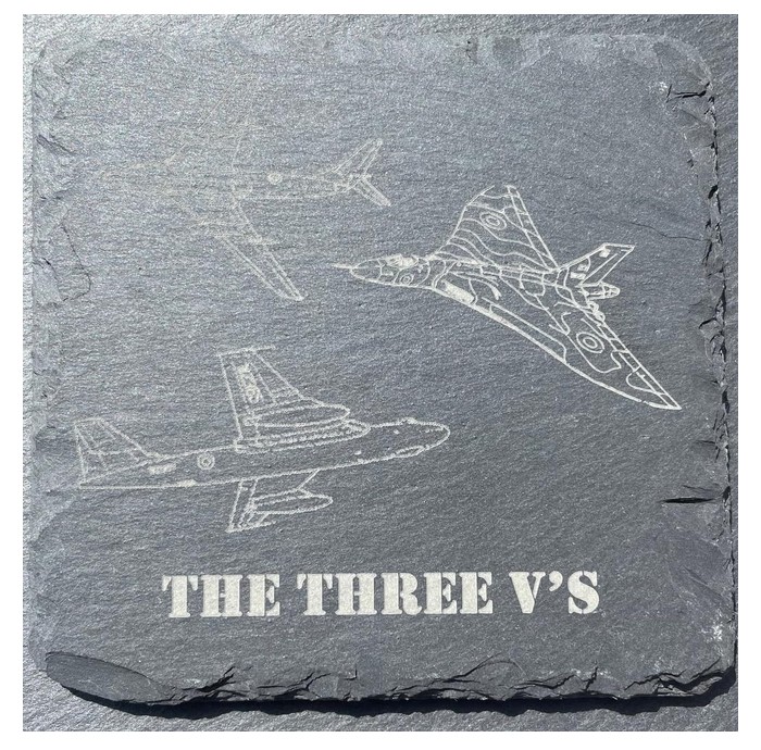 Vintage Aircraft Slate Coaster Set, V-Bomber Collection, 4-Piece - Image 2