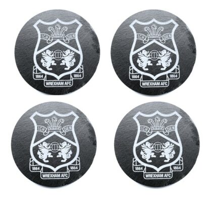 Handy Stamps Wrexham AFC Logo Slate Coasters, 10 cm dia., Black, Set of 4 - Image 2