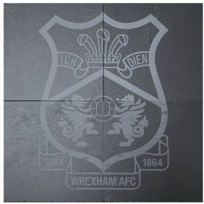Wrexham AFC Licensed Merchandise | Set of 4 slate coasters | Put together to form club crest | 10cn x 10cm each coaster