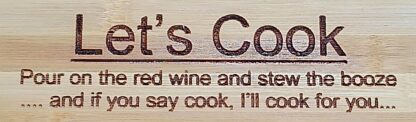 Novelty David Bowie Themed Bamboo Chopping/Serving Board with Engraved Design, Large Kitchen Board (34 cm x 24 cm) with Hanging Ring, 'Let's Cook' Quote - Image 4