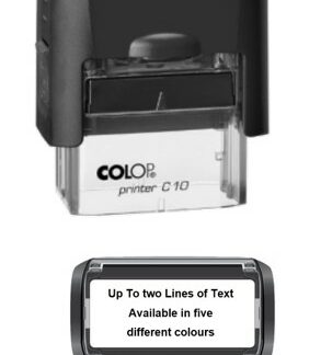26mm x 9mm - Self-inking Personalised Rubber Stamp With Black Ink - Two Lines Of Text