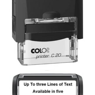 38mm x 14mm - Self-inking Personalised Rubber Stamp With Black Ink - Three Lines Of Text