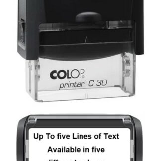 48mm x 18mm - Self-inking Personalised Rubber Stamp With Black Ink - Five Lines Of Text
