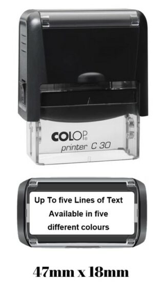 48mm x 18mm - Self-inking Personalised Rubber Stamp With Black Ink - Five Lines Of Text