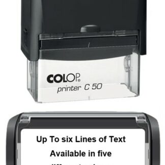 69mm x 30mm - Self-inking Personalised Rubber Stamp With Black Ink - Seven Lines Of Text