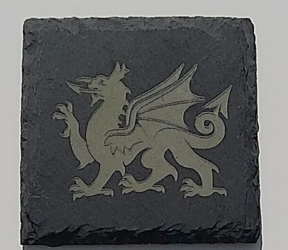 Natural Slate Dining Set with Welsh Dragon Design, 4 Placemats 30x20cm, 4 Coasters 10x10cm, 1 Serving Platter 30x12cm - Image 2