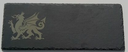 Natural Slate Dining Set with Welsh Dragon Design, 4 Placemats 30x20cm, 4 Coasters 10x10cm, 1 Serving Platter 30x12cm - Image 3
