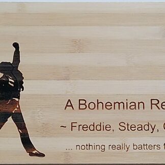 Freddie Mercury - Bohemian Recipe Bamboo Cutting Board with Musical Design, 34 cm x 24 cm Wooden Chopping Block, Decorative Kitchen Board