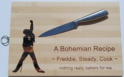 Freddie Mercury - Bohemian Recipe Bamboo Cutting Board with Musical Design, 34 cm x 24 cm Wooden Chopping Block, Decorative Kitchen Board - Image 2