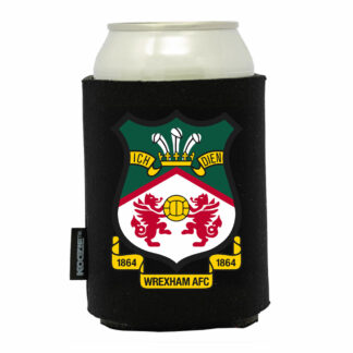 Handy Stamps UK Official Wrexham AFC Can Cooler, Black Foam Insulated Drinks Sleeve, Standard 330ml Size with Club Crest, Football Supporter Merchandise