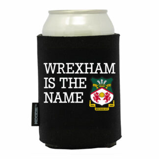 Handy Stamps UK Official Wrexham AFC Can Cooler, Black Foam Insulated Drinks Sleeve, Standard 330ml Size with Club Crest, Football Supporter Merchandise