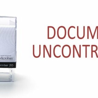 DOCUMENT UNCONTROLLED - 38mm x 14mm Office Stamp Red Ink