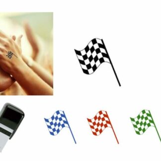 CHEQUERED FLAG Hand Stamp - Ideal for events/parties etc. 28mm x 28mm Choice of colours