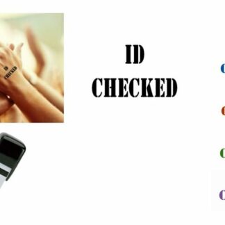 ID CHECKED Hand Stamp - Ideal for events/parties etc. 28mm x 28mm Choice of colours