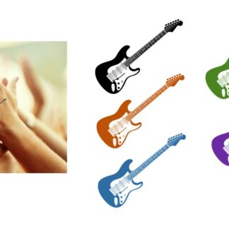 ROCK ON GUITAR Hand Stamp - Ideal for events/parties etc. 28mm x 28mm Choice of colours