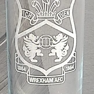 Handy Stamps Wrexham AFC Hi Ball Glass, Football Club Crest, 360ml, Clear Glass Tumbler, with slate coaster