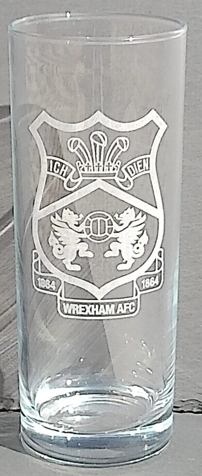 Handy Stamps Wrexham AFC Hi Ball Glass, Football Club Crest, 360ml, Clear Glass Tumbler