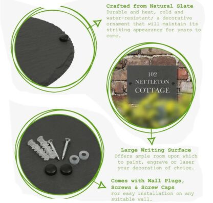 Natural Slate House Sign, Customised with House No/Name and Street if required, Oval or Rectangle Address Plaque, 20x15cm - Image 6