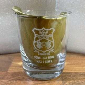 Wrexham AFC Whisky Tumbler with Club Crest, Licensed Merchandise to Handy Stamps Ltd | Personalise with Your own Text, Dishwasher Safe, 320ml, with slate coaster