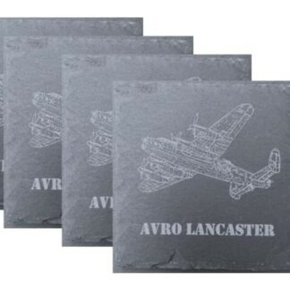 Avro Lancaster Slate Coasters, Set of 4, 10 cm x 10 cm, Black Natural Slate