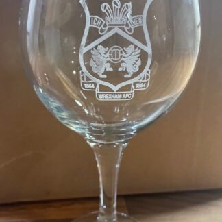 Handy Stamps Wrexham AFC Etched Wine Glass, Clear Glass, 645ml Capacity, Traditional Style, Dishwasher Safe