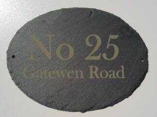 Natural Slate House Sign, Customised with House No/Name and Street if required, Oval or Rectangle Address Plaque, 20x15cm