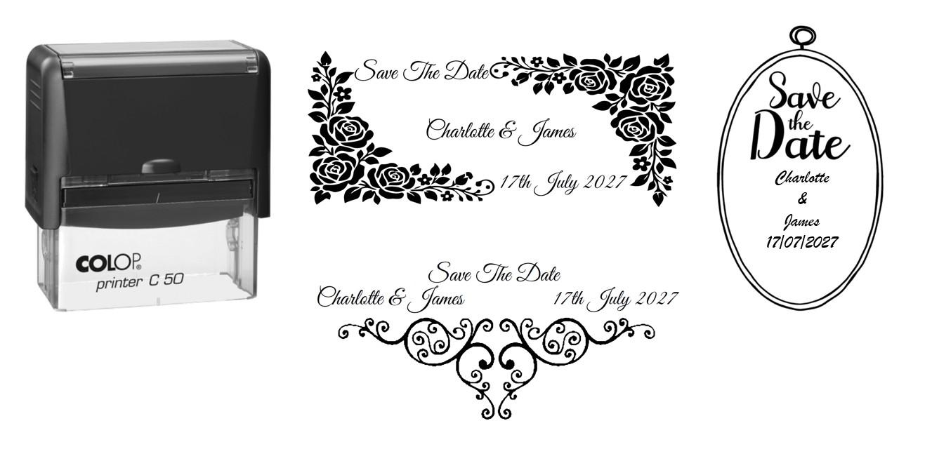 Personalised Save the Date Wedding Self-Inking Stamp, 69 x 30mm