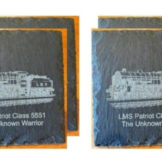 Rail enthusiasts set of 4 natural slate coaster featuring the Patriot Class 'Unknown Warrior'