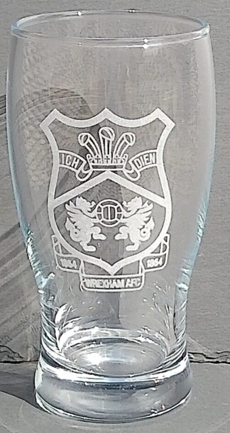 Wrexham AFC Pint Glass with Etched Club Crest, Licensed Merchandise to Handy Stamps Ltd