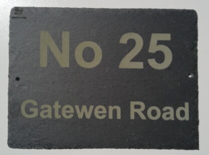 Natural Slate House Sign, Customised with House No/Name and Street if required, Oval or Rectangle Address Plaque, 20x15cm - Image 2