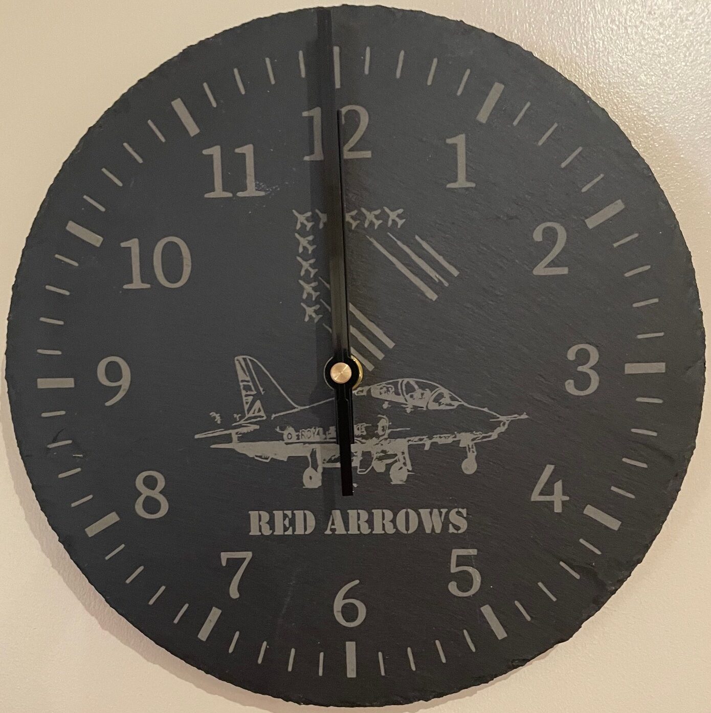 Red Arrows Slate Wall Clock, 25 cm, Black