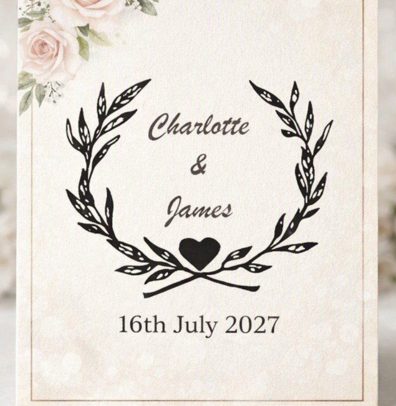Personalised Save the Date Wedding Stamp 43mm Dia, Choice of Designs - Image 7