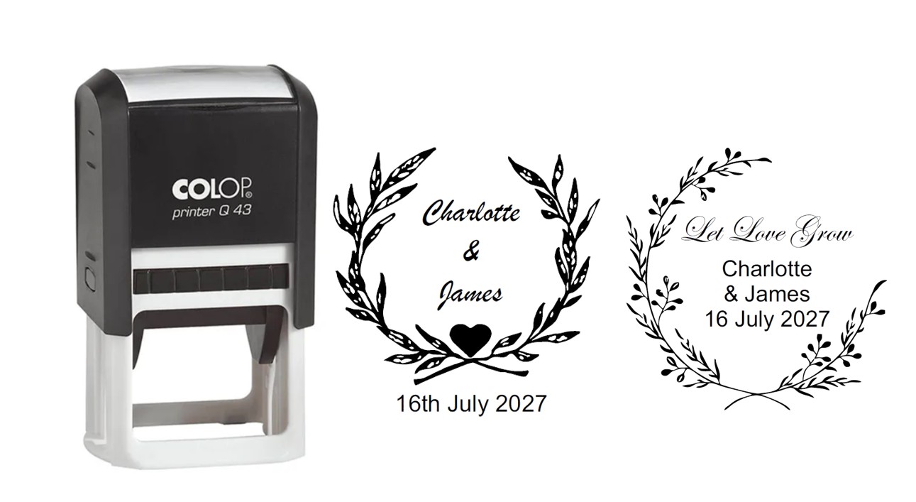 Personalised Save the Date Wedding Stamp 43mm Dia, Choice of Designs