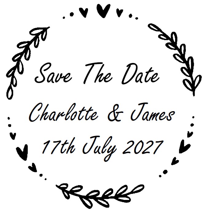 Personalised Save the Date Wedding Stamp 43mm Dia, Choice of Designs - Image 4