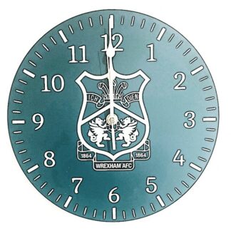 Handy Stamps Official Wrexham AFC Wall Clock, Green with Club Crest, 25cm Diameter, Round, Analog Display, Battery Powered