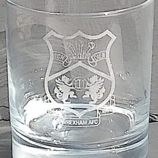 Handy Stamps Wrexham AFC Whisky Glass, Football Club Crest, Clear Glass Tumbler, 320ml, with slate coaster