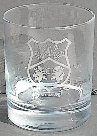 Handy Stamps Wrexham AFC Whisky Glass, Football Club Crest, Clear Glass Tumbler, 320ml