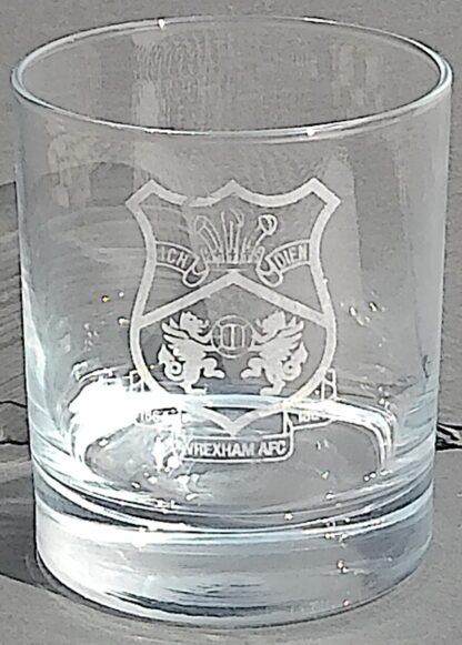 Handy Stamps Wrexham AFC Whisky Glass, Football Club Crest, Clear Glass Tumbler, 320ml