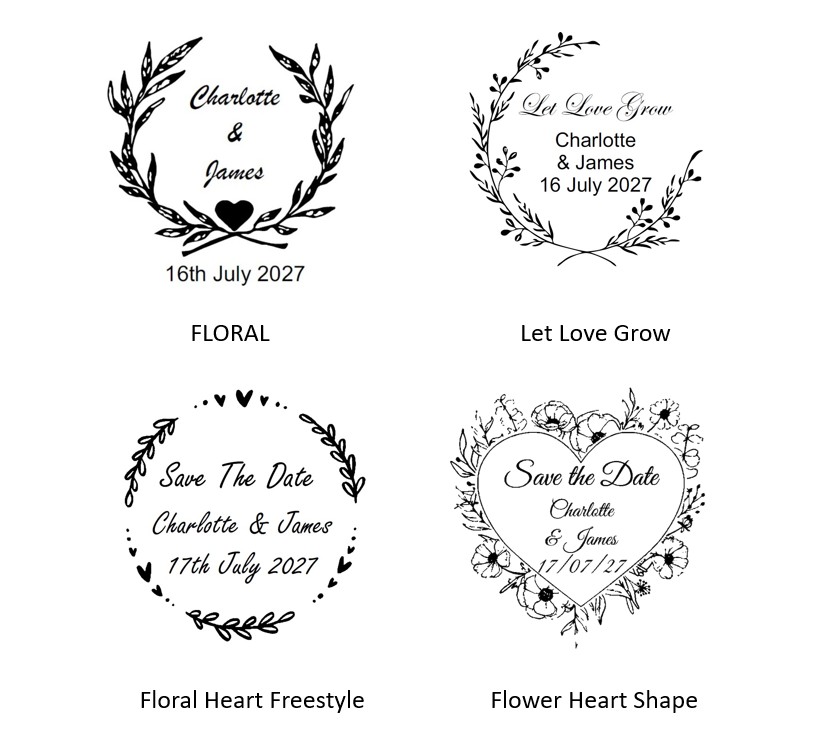 Personalised Save the Date Wedding Stamp 43mm Dia, Choice of Designs - Image 2