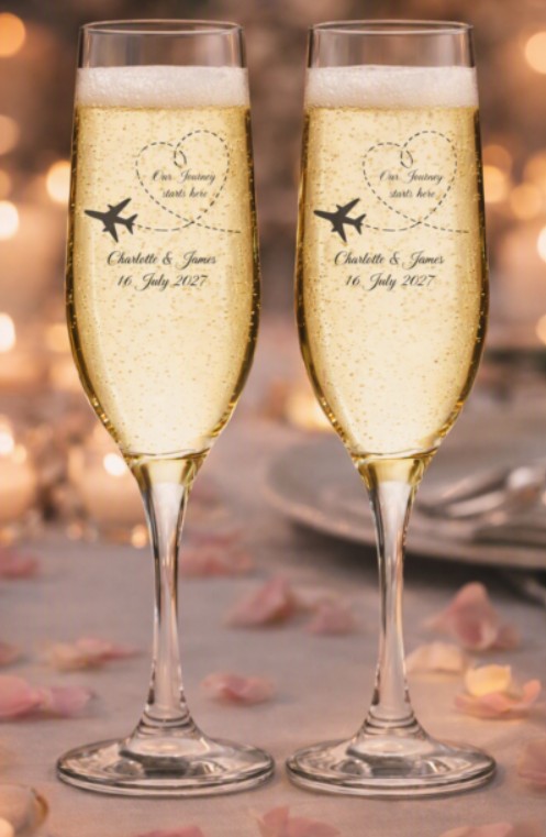 Personalised Wedding Champagne Flutes Set of 2 - Image 3