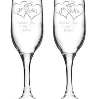 Personalised Wedding Flutes, Set of 2 - Mr & Mrs
