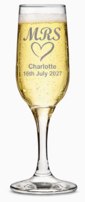 Personalised Mr & Mrs(Heart) Wedding Champagne Flutes, Set of 2 - Image 2