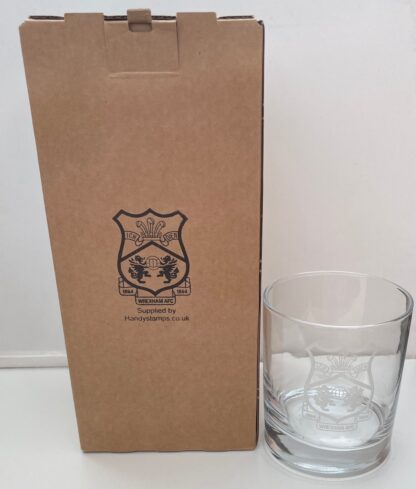 Handy Stamps Wrexham AFC Whisky Glass, Football Club Crest, Clear Glass Tumbler, 320ml - Image 2