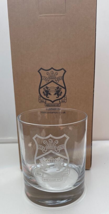 Handy Stamps Wrexham AFC Whisky Glass, Football Club Crest, Clear Glass Tumbler, 320ml - Image 3