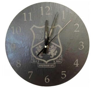 Wrexham AFC Natuaral Slate Wall Clock, Licensed Merchandise to Handy Stamps Ltd | 30cm
