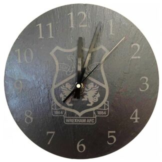 Wrexham AFC Natuaral Slate Wall Clock, Licensed Merchandise to Handy Stamps Ltd | 30cm