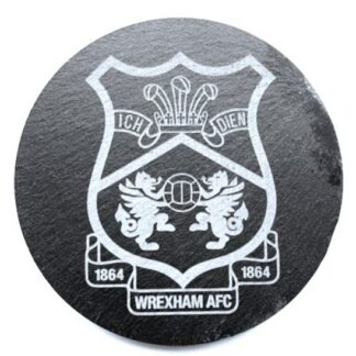 Handy Stamps Wrexham AFC Logo Slate Coasters, 10 cm dia., Black, Set of 4