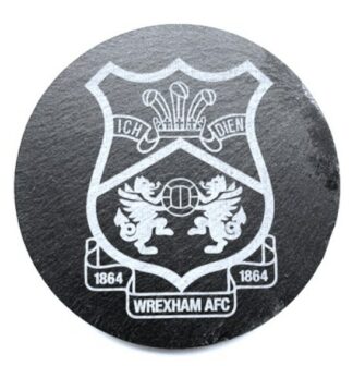 Handy Stamps Wrexham AFC Logo Slate Coasters, 10 cm dia., Black, Set of 4