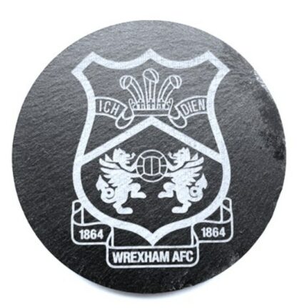 Handy Stamps Wrexham AFC Logo Slate Coasters, 10 cm dia., Black, Set of 4