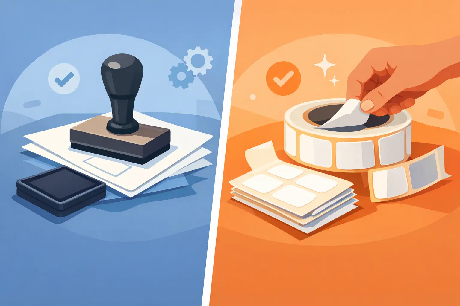 Rubber Stamp vs Sticker Labels for Daily Work